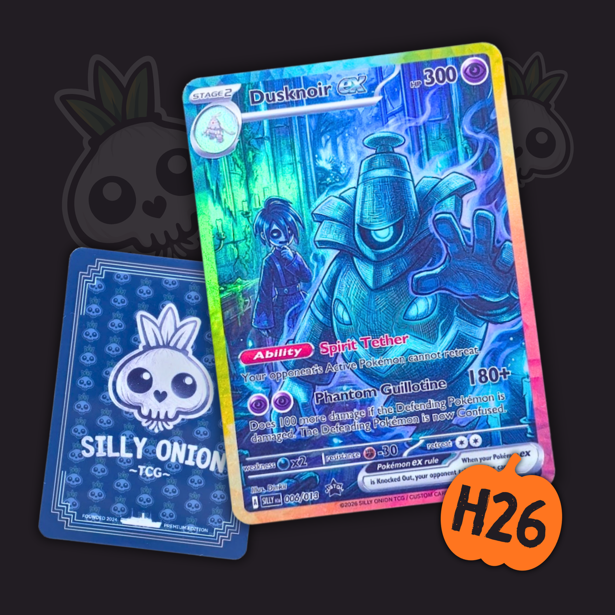 Halloween H26 Dusknoir EX custom card with Allister in the background