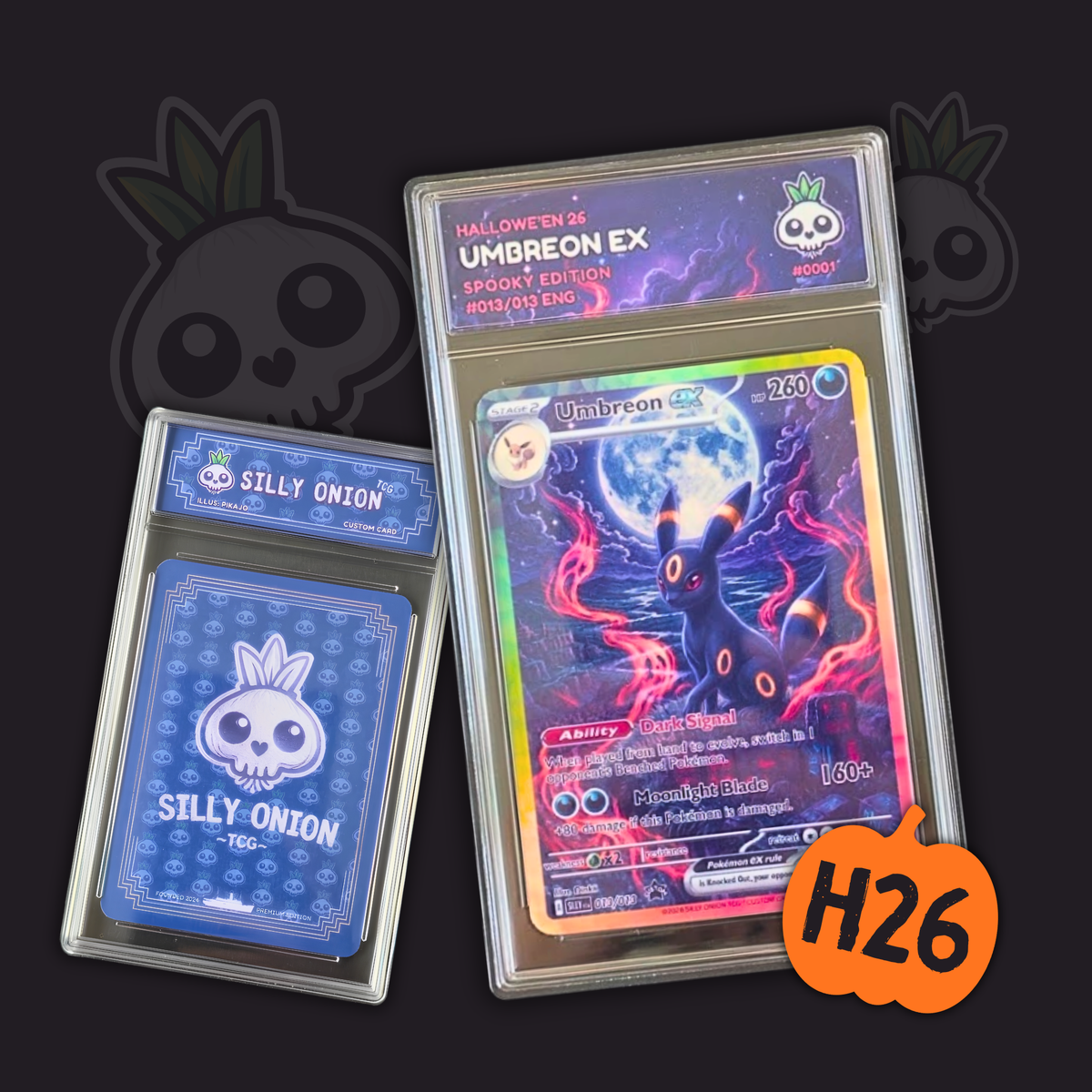 Umbreon EX Halloween custom art card in display slab