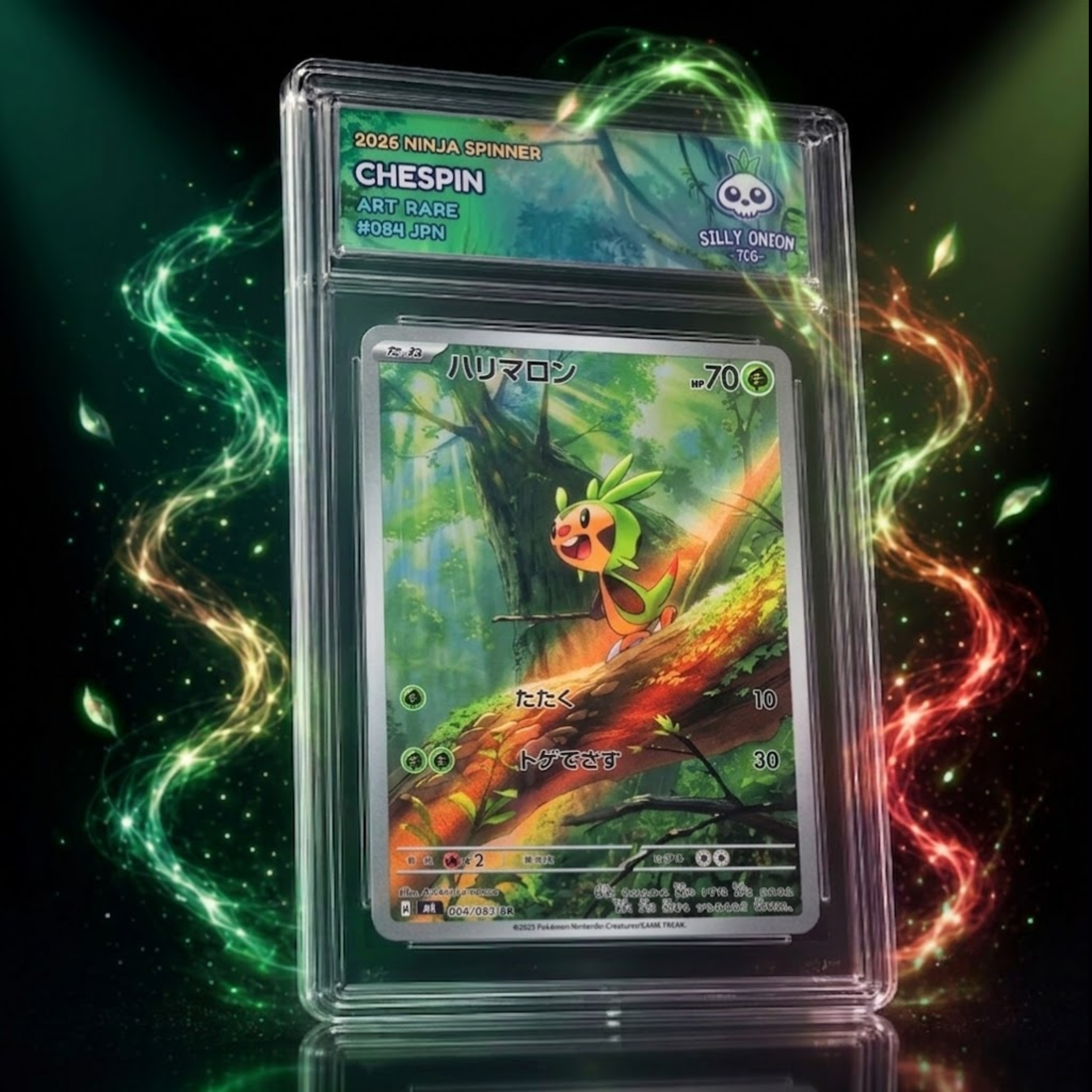 Art Matched Slab: Chespin Art Rare #084 JPN – front showing the authentic Japanese card in premium display slab
