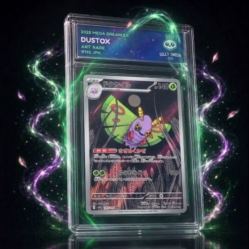 Art Matched Slab: Dustox Art Rare #195 JPN – front showing the authentic Japanese card in premium display slab