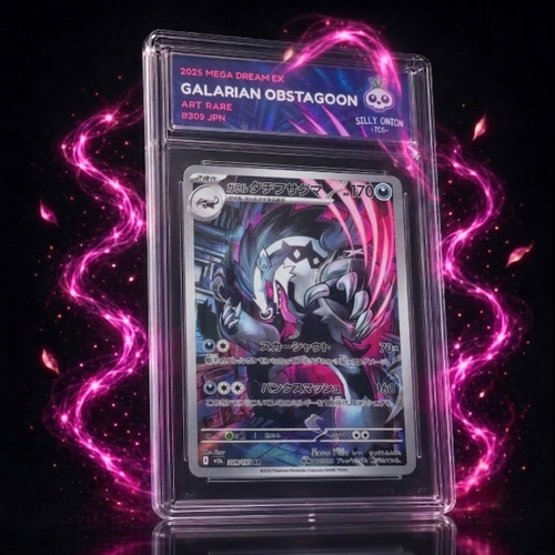 Art Matched Slab: Galarian Obstagoon Art Rare #209 JPN – front showing the authentic Japanese card in premium display slab