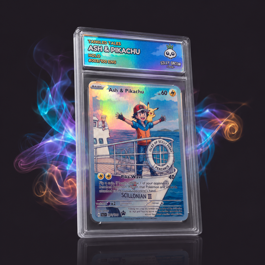 Tangled Tales: Ash & Pikachu Holo Custom Slab