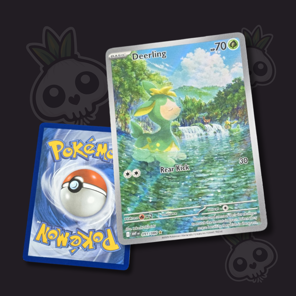 Deerling 091/086 White Flare English Pokémon card featuring a riverside scene
