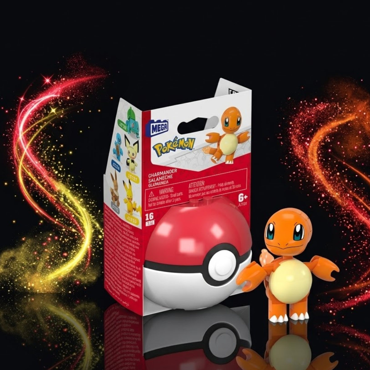 Mattel Mega Pokémon Charmander Poké Ball 16-piece building set with poseable Charmander figure