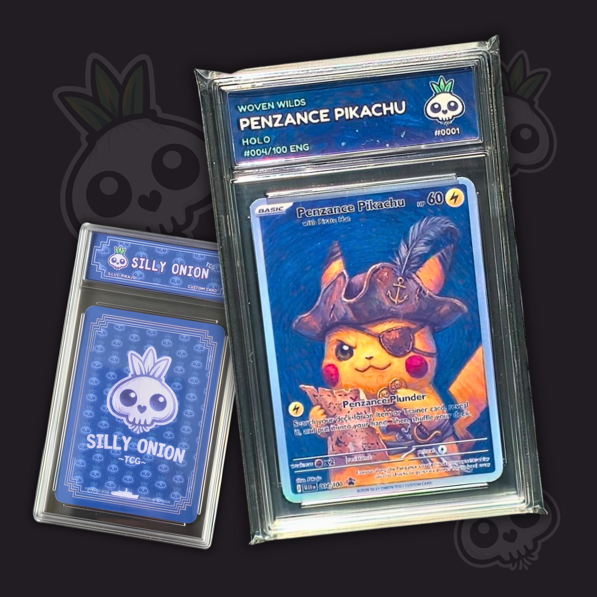 Woven Wilds: Penzance Pikachu Holo Custom Card — limited edition #004/100 ENG by Silly Onion TCG