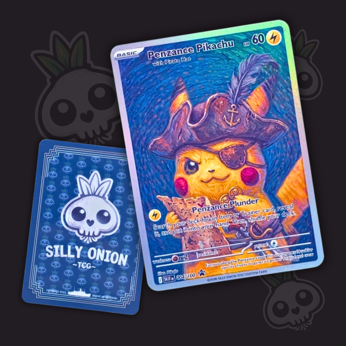 Woven Wilds: Penzance Pikachu Holo Custom Slab — limited edition #004/100 ENG by Silly Onion TCG