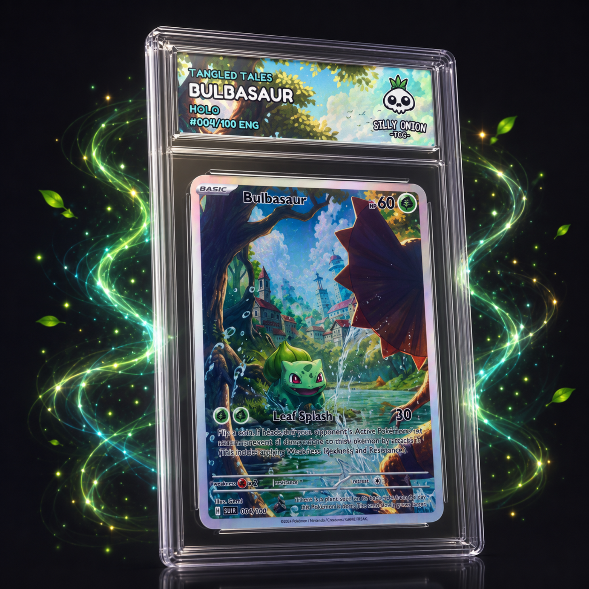 Tangled Tales: Bulbasaur Holo Custom Slab — limited edition #004/100 ENG by Silly Onion TCG