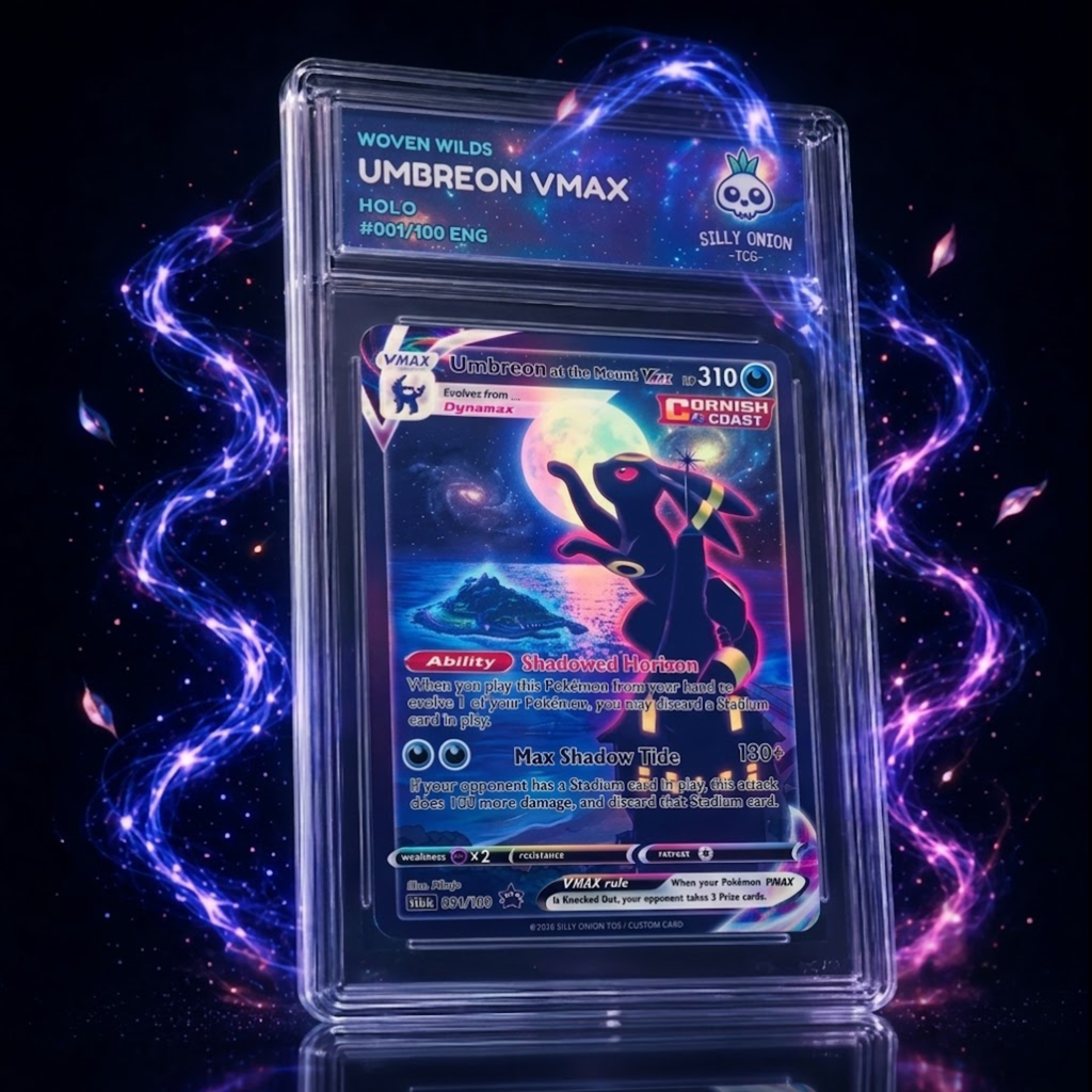 Woven Wilds: Umbreon VMAX Holo Custom Slab — limited edition #001/100 ENG by Silly Onion TCG